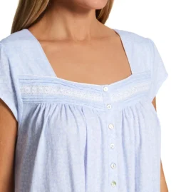 Eileen West 100% Cotton Knit Cap Sleeve Short Floral Gown 5025081 -Wacoal Shop eileen west eilw01 5025081 cs2